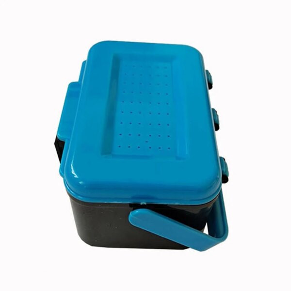 Caja de cebo vivo multifuncional, 2 compartimentos, gusano rojo, señuelo de lombriz, cajas de plástico, aparejos de pesca de carpa, Tilapia, lubina, 1 Uds.