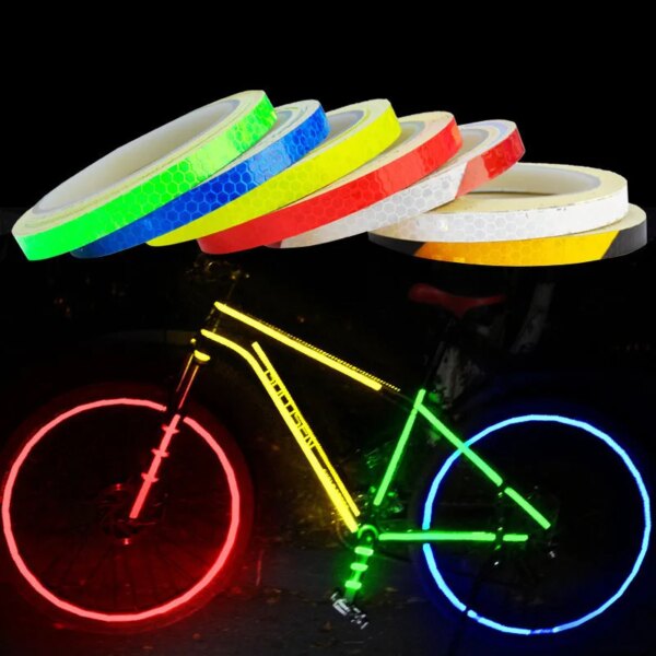 1cm * 8m pegatinas para bicicletas cinta reflectante fluorescente advertencia tiras para bicicletas MTB cintas para ciclismo MTB para casco de bicicleta motocicleta Scooter