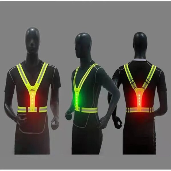 Chaleco reflectante de seguridad con luz LED para correr, chaleco ajustable para ciclismo, advertencia nocturna, deportes de pesca, 1 Uds.