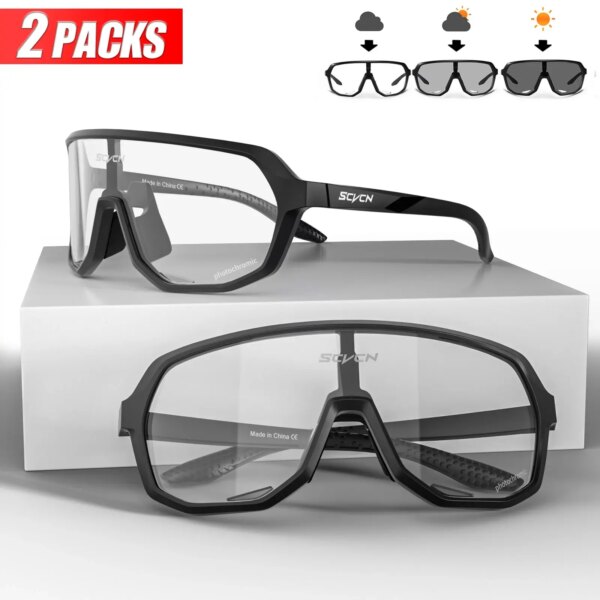 2 paquetes de gafas fotocromáticas para ciclismo, gafas de sol para deportes al aire libre, gafas para ciclismo de montaña para hombre y mujer, gafas para bicicleta de carretera