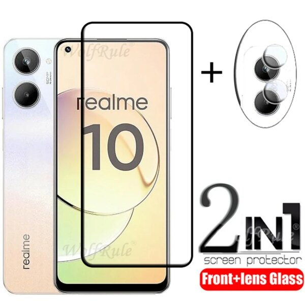 Protector de pantalla 2 en 1 para OPPO Realme 10 4G, cristal templado para Realme 10 9 Pro Plus 9i, cubierta completa, cristal templado Realme 10 4G