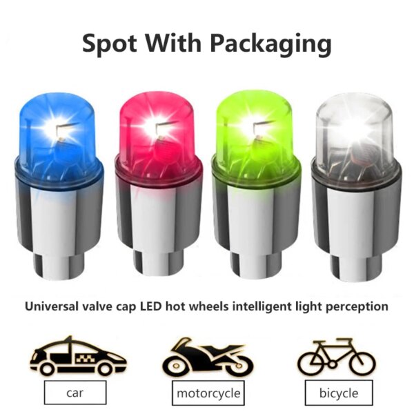 Luz de válvula de motocicleta, luz duradera para rueda de bicicleta, coche, ciclismo, resistente al agua, accesorios ligeros para bicicleta, 2 uds.