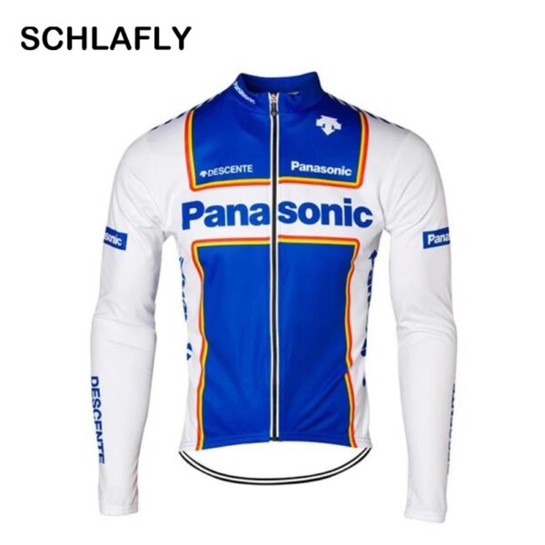 2019 hombres ciclismo jersey manga larga retro bicicleta invierno polar lana y sin forro polar ropa de bicicleta azul schlafly otoño