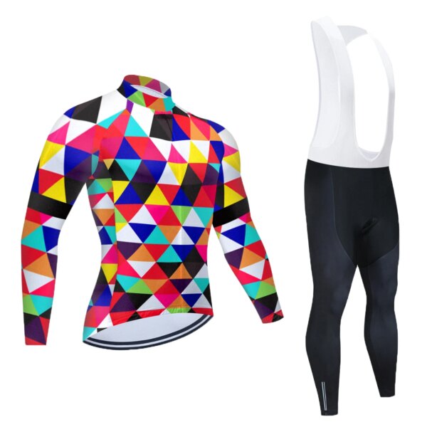 Conjunto de Jersey de Ciclismo de manga larga para hombre, Ropa transpirable para exteriores, Maillot de Ciclismo con almohadilla de Gel 20D, primavera y otoño, 2021