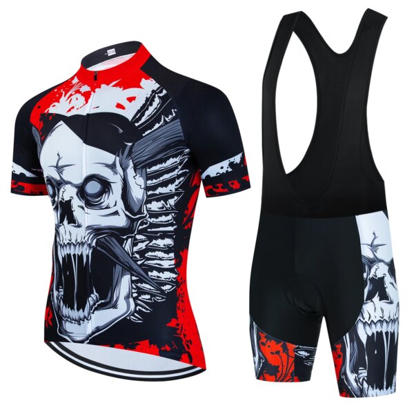 Conjunto de Jersey de Ciclismo con estampado de calavera para hombre, Maillot de bicicleta de montaña, Ropa de Ciclismo de verano de secado rápido para triatlón, 2022