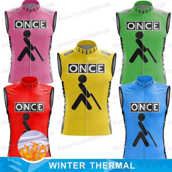 2022 equipo una vez Ciclismo Jersey sin mangas invierno térmico Retro Ciclismo chaleco hombres bicicleta de carretera ropa MTB Chaleco Ciclismo Maillot