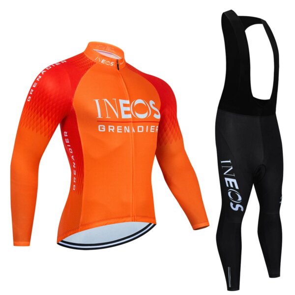 Conjunto de ropa de ciclismo de manga larga para hombre, pantalones con pechera INEOS, ropa de ciclismo de montaña, jersey de manga larga, 2022