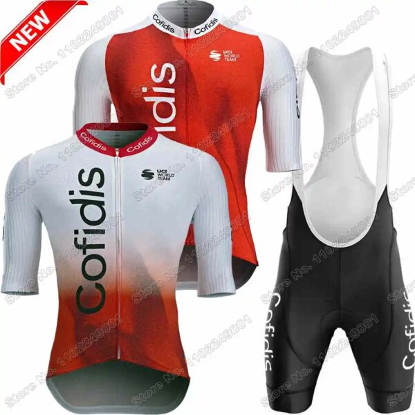 Conjunto de Jersey de ciclismo para equipo Cofidis, ropa de ciclismo para la gira de Francia, camisa para bicicleta de carretera, traje, pantalones cortos con pechera para bicicleta de montaña, 2023