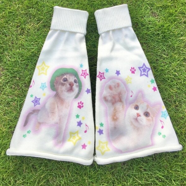 Calentadores de piernas Kawaii, calcetines con dibujos de gatos, cubierta de pierna tejida bonita de Lolita, accesorios japoneses JK de estrella Y2k, calcetín de pierna para Cosplay, 2023