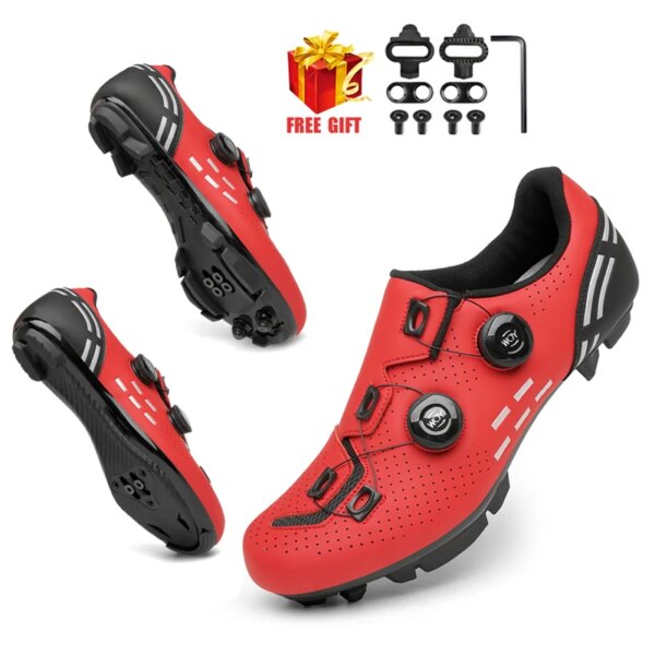 Zapatos de ciclismo de montaña para hombre y mujer, zapatillas planas de carreras, con Pedal de bloqueo automático, SPD, para bicicleta de montaña, 2023