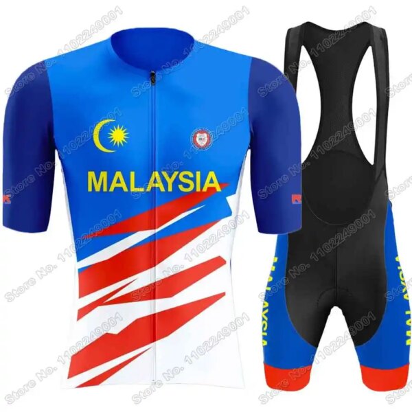 Conjunto de Jersey de ciclismo del equipo de Malasia para hombre, ropa de ciclismo, camisa de verano para bicicleta de carretera, pantalones cortos con pechera, ropa deportiva para ciclismo de montaña, 2023