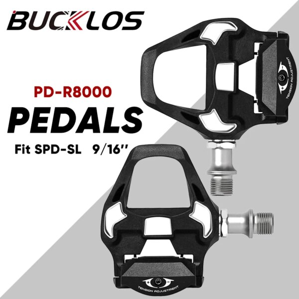 Pedales de bicicleta de carretera BUCKLOS R8000, pedales ultraligeros de nailon con autobloqueo, aptos para SPD-SL de 2023 pulgadas, pedales automáticos, piezas de bicicleta de carretera, novedad de 9/16