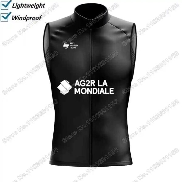 2024 AG2R chaleco de ciclismo a prueba de viento para hombres, chaleco de viento, Jersey de Ciclismo de Carretera sin mangas, rompevientos para bicicleta, ropa para bicicleta, uniforme MTB