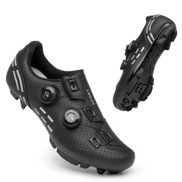 Zapatillas de ciclismo para hombre y mujer, zapatos de ciclismo de montaña con autosujeción, de nailon, todoterreno, para bicicleta de montaña, con cordones, 2024, 47