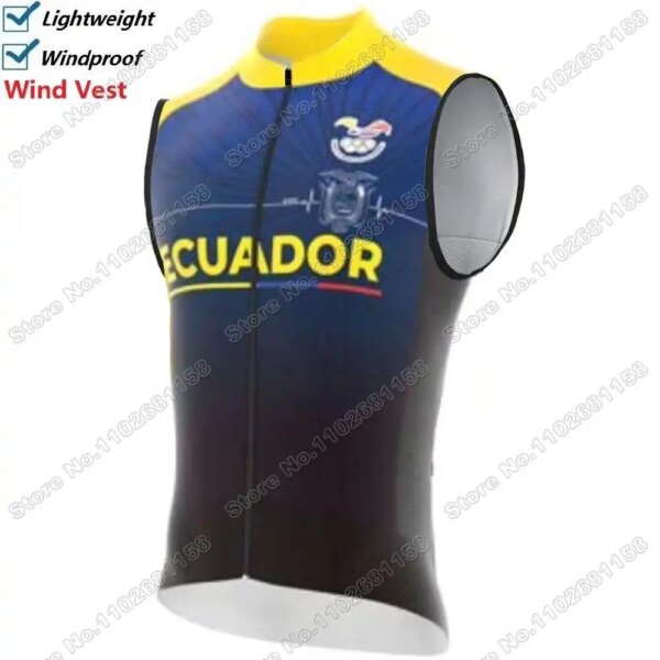 Chaleco de viento para equipo nacional de Ecuador, chaleco de ciclismo para hombre, Jersey de ciclismo a prueba de viento, sin mangas, cortavientos para bicicleta, uniforme MTB 2024