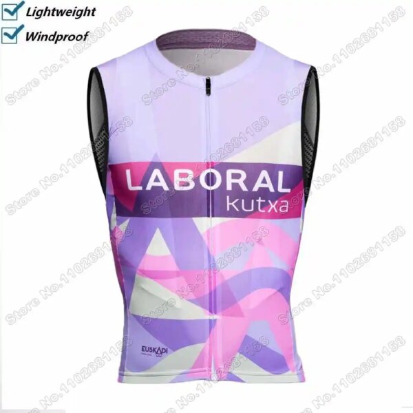 2024 Laboral Kutxa equipo ciclismo chaleco a prueba de viento hombres ciclismo Jersey sin mangas Unisex viento chaleco bicicleta rompevientos ropa de ciclismo