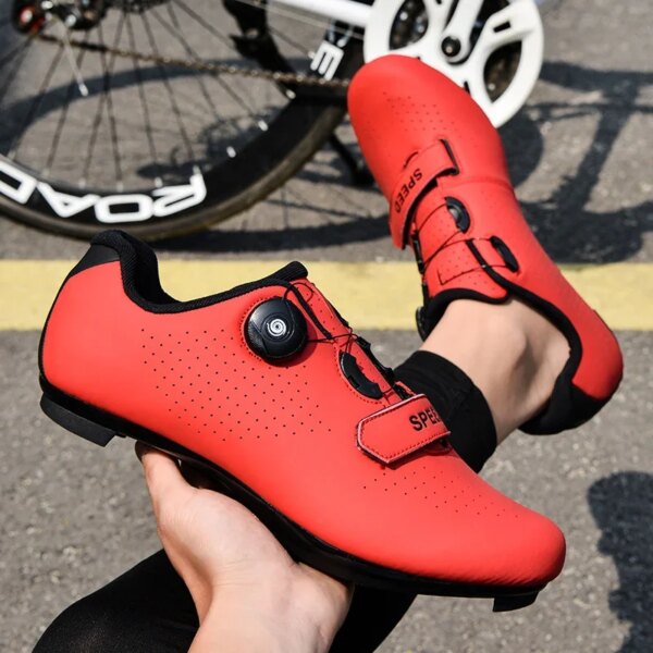 Zapatos de bicicleta de carretera para hombre y mujer, zapatillas de deporte para ciclismo de montaña, clítoris, tacos de ruta, velocidad plana, deportes de carreras, Pedal Spd, novedad de 2024