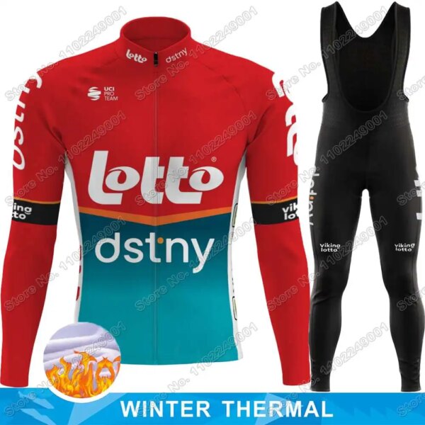 Conjunto de Jersey de ciclismo del equipo Lotto Dstny para hombre, ropa de ciclismo para invierno y otoño, chaqueta térmica para bicicleta de carretera, medias con pechera, 2024