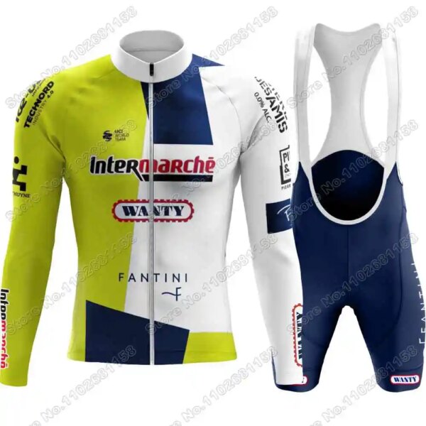 Conjunto de Jersey de ciclismo del equipo Wanty para hombre, ropa de ciclismo, Kit de manga larga, camiseta para bicicleta de carretera, pantalones cortos con pechera, 2024