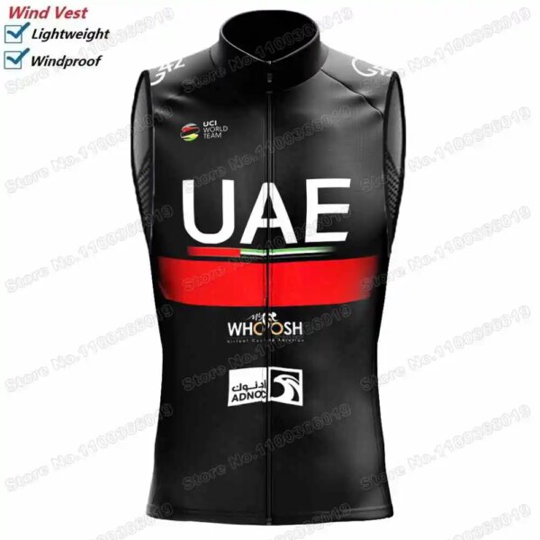 Chaleco de ciclismo del equipo de los Emiratos Árabes Unidos, chaleco negro a prueba de viento para hombre, Jersey de Ciclismo de Carretera sin mangas, cortavientos para bicicleta de montaña, 2024