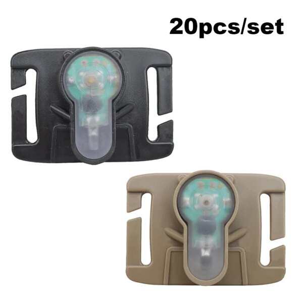 20 unids/set de luz de señal de correas tácticas MOLLE para chaleco de caza Airsoft, chaleco de supervivencia, luz estroboscópica para bicicleta al aire libre, resistente al agua