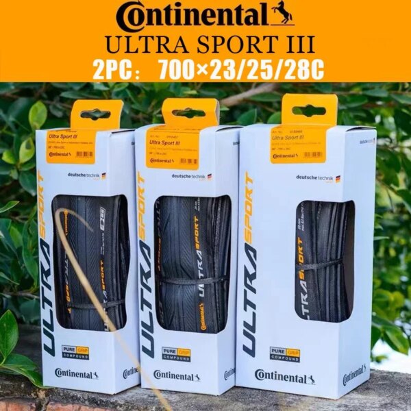 2 neumáticos Continental Ultra Sport III para bicicleta de carretera 700 × 23C/25C/28C, neumático plegable para bicicleta de carretera, neumático duradero para bicicleta de grava