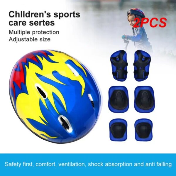 Conjunto de equipo de protección para casco ajustable para niños, rodilleras deportivas, coderas, muñequeras, bicicleta, monopatín, Scooter, 2 uds.