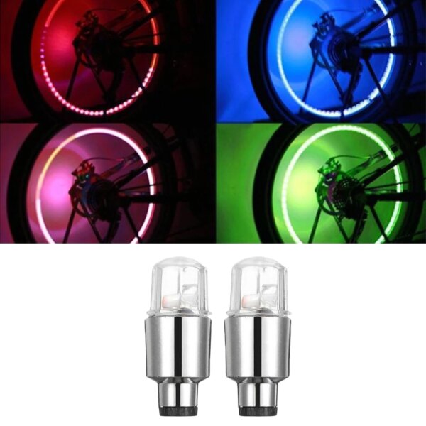 2 uds LED tapas de vástago de válvula de neumático luz de neón accesorios de automóvil para bicicleta coche Auto
