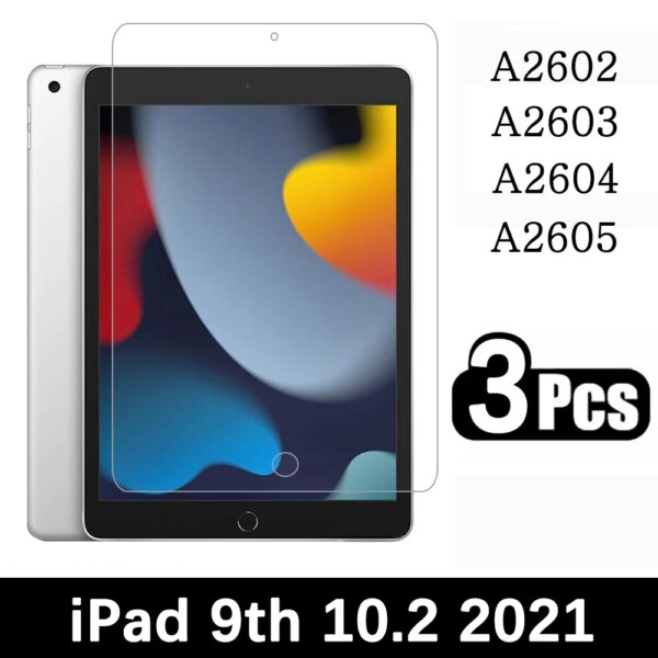 (3 paquetes) vidrio templado para Apple iPad 9 10,2 9. ª generación 2021 A2602 A2603 A2604 A2605 película protectora de pantalla para tableta