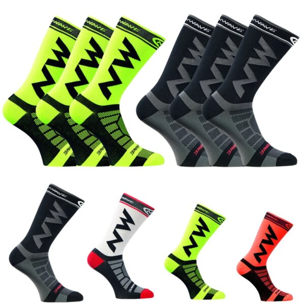 3 pares de calcetines de ciclismo NW para hombre, calcetines para deportes al aire libre, calcetines para correr para hombre, calcetines de tubo medio transpirables profesionales para escalada, calcetín para bicicleta de montaña