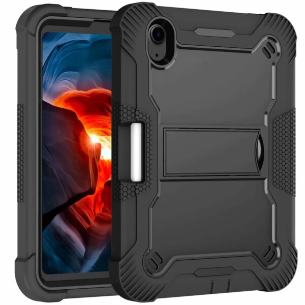 Funda protectora de cuerpo completo de 3 capas, PC dura a prueba de golpes + funda de silicona suave con función atril para iPad Mini 6