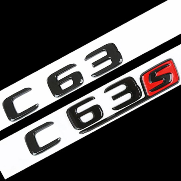 Insignia del maletero trasero del coche, pegatina de letras, Logo C63 V8 BITURBO, emblema para Mercedes C63S AMG W205 W204, accesorios, color negro, ABS 3D