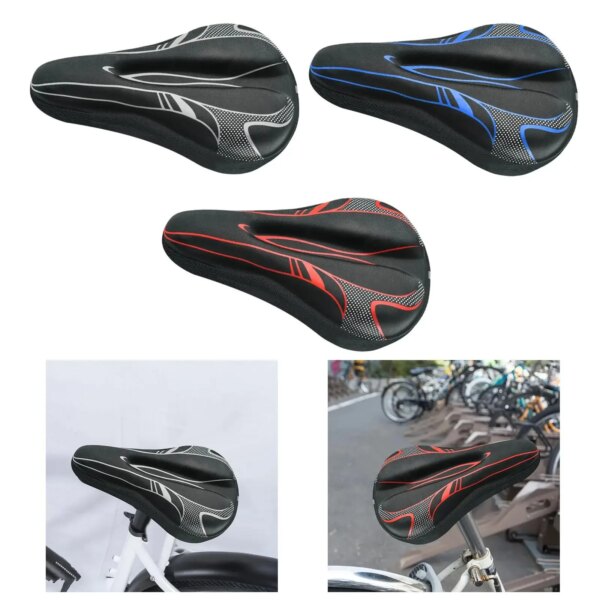 Accesorios de funda de sillín de bicicleta 3D para bicicleta de montaña, piezas de funda de asiento de bicicleta suave de Gel para hombres y mujeres, deportes de ciclismo