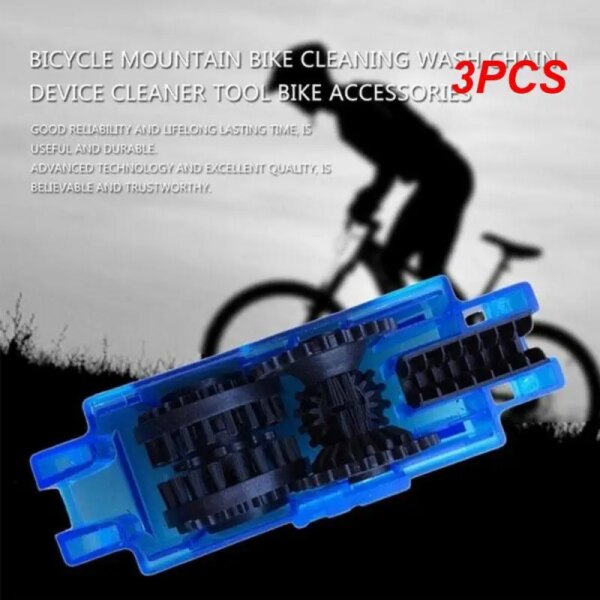 Limpiador de cadena 3 uds, juego de herramientas de lavado de cepillo de cadena 3D, protección de bicicleta MTB, cadena de bicicleta de aceite para montaña