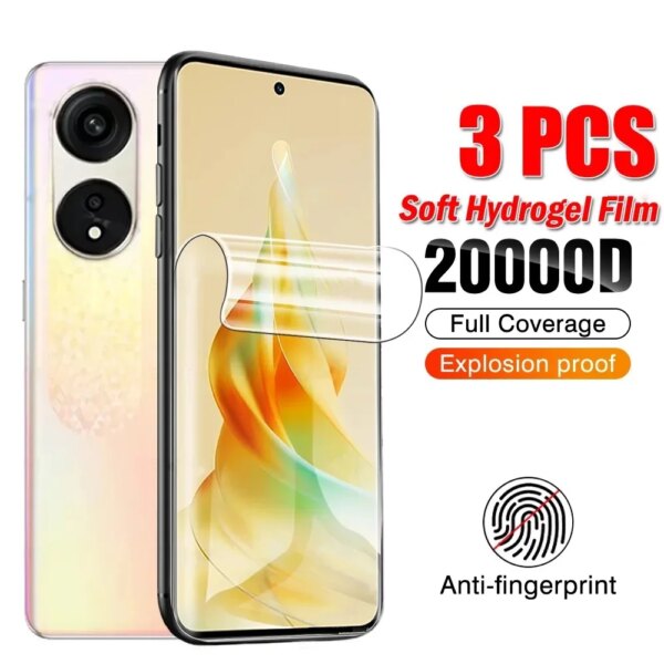 Película de hidrogel para Oppo Reno8 T 5G, Protector de pantalla no de cristal para Oppo Reno8T 4G Reno 8 8T, películas protectoras de cobertura completa, 3 uds.