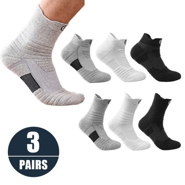 Calcetines de fútbol antideslizantes para hombre, medias tobilleras de media pierna para baloncesto, ciclismo al aire libre, calcetines desodorantes transpirables, EU38-45, 3 par/lote