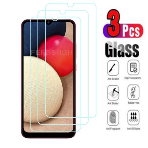 3 piezas de vidrio templado protector 9H para Samsung Galaxy A02s 6.5 \