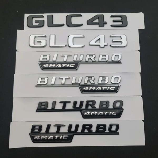 Logotipo 3d ABS negro, letras GLC43, insignia para maletero de coche, guardabarros BITURBO 4MATIC, pegatina con emblema para Mercedes GLC43 AMG X253, accesorios