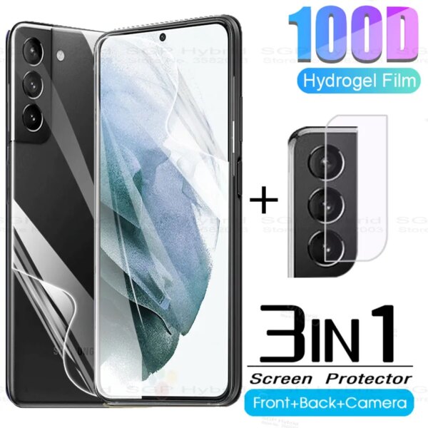 Protector de pantalla 3 en 1 para samsung s21 + protector frontal y trasero de hidrogel para samsung galaxy s 21 ultra plus s21 + samsuns21 + glas