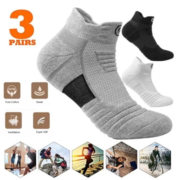 3 par/lote de calcetines de ciclismo para hombre, calcetines transpirables para baloncesto al aire libre, protección de los pies, calcetines deportivos para correr, fútbol, ​​calcetines para hombre