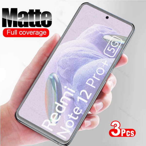 3 uds cubierta completa templada mate de vidrio para Xiaomi Redmi Note 12 Pro + Note12 Pro Plus Note12Pro Protector de pantalla antihuellas