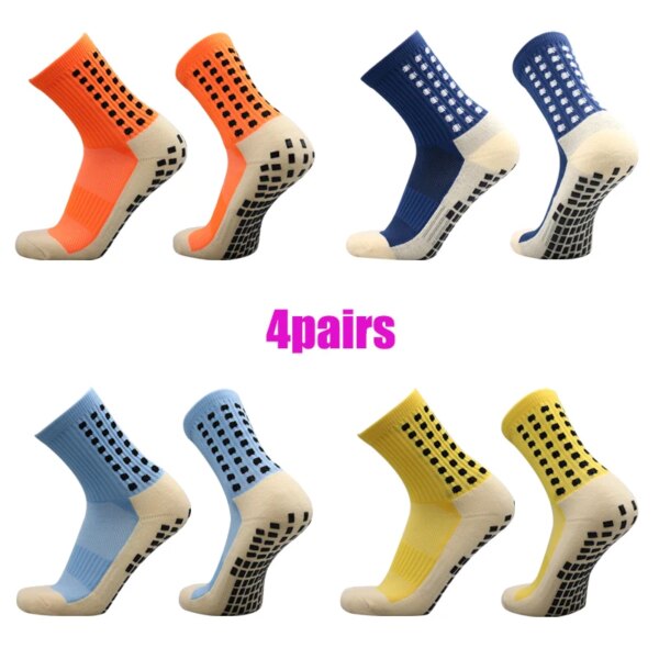 4 pares de nuevos calcetines de fútbol antideslizantes, calcetines gruesos transpirables para hombres, calcetines deportivos de fútbol, ​​calcetines suaves de alta calidad para ciclismo para mujeres y hombres