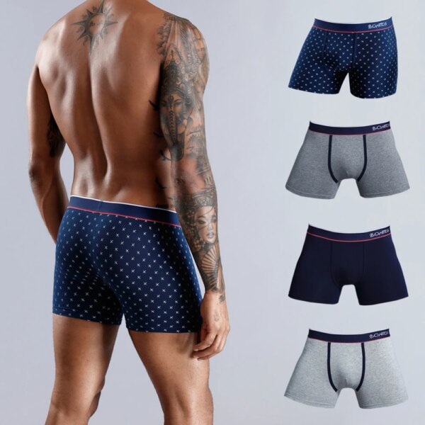 4 Uds. De ropa interior para hombre, Boxers de algodón para hombre, paquete de bragas Boxershorts, calzoncillos para hombre, nuevos calzoncillos Boxer para hombre sexis