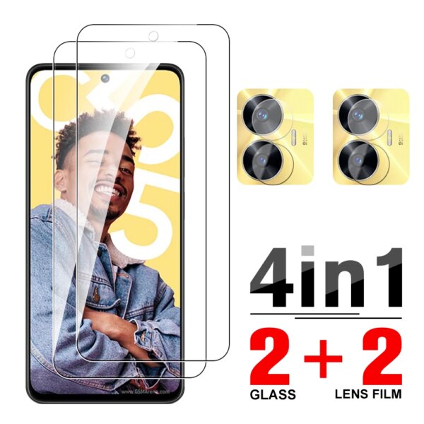 Funda de vidrio templado 4 en 1 para Realme C55, Protector de pantalla de 6,72 pulgadas, RealmI C55 c 55 55c realmec55, película protectora para lente de cámara