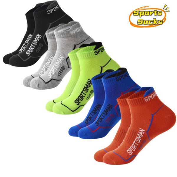 5 pares de calcetines de algodón puro de alta calidad para hombre, calcetines tobilleros deportivos transpirables de malla, calcetines de ciclismo para tiempo libre y ocio para hombre