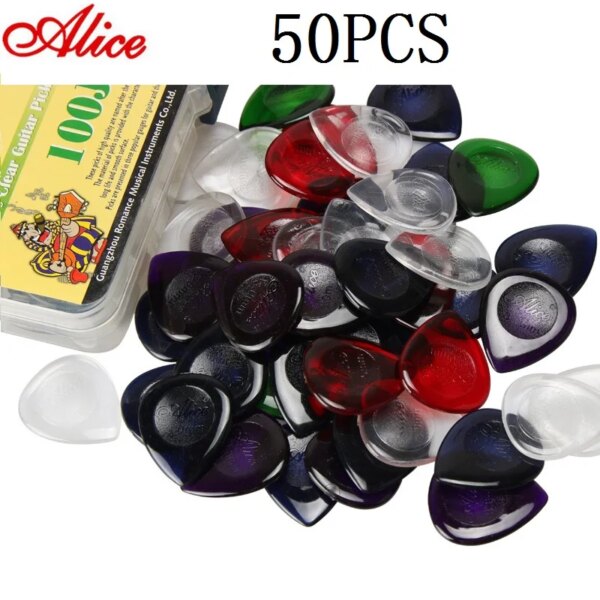 50 Uds Alice Stubby púas de guitarra eléctrica acústica bajo púa mediador 1/2/3mm de espesor accesorios de guitarra de recogida rápida