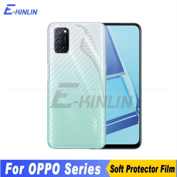 5 uds Protector de pantalla de cubierta trasera de fibra de carbono para OPPO A58 A57 A57s A55 A54 A54s A53 A53s A52 película adhesiva no vidrio templado