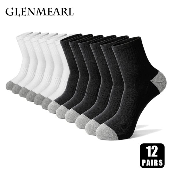 6/12 pares de calcetines de algodón para hombre, calcetines deportivos de alta calidad para mujer, transpirables, informales, para correr, ciclismo, Fitness, calcetín blanco para hombre de verano