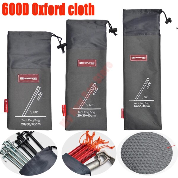 Bolsa de almacenamiento para martillo de uñas, tienda de tela Oxford 600D, portátil, duradera, resistente a la suciedad, con cordón, herramientas para acampar, accesorios para tienda