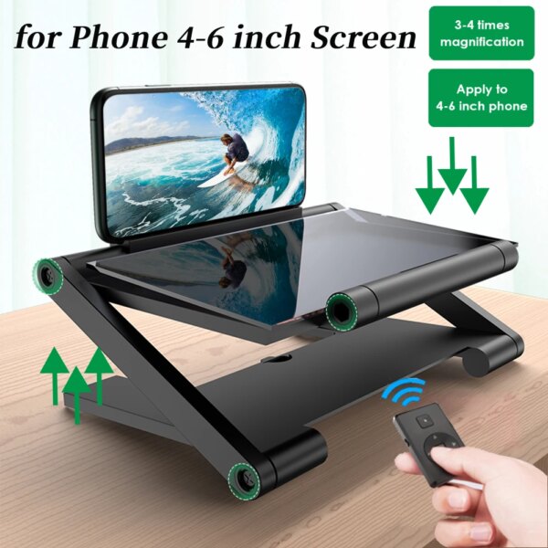 AMPLIFICADOR DE PANTALLA DE TELÉFONO 3D de 8 pulgadas, lupa de vídeo Universal para pantalla de teléfono HD con soporte plegable, soporte para teléfono con lupa